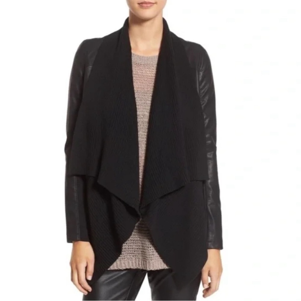 BLANK NYC Women's All Or Nothing Knit Vegan Leather Moto Jacket